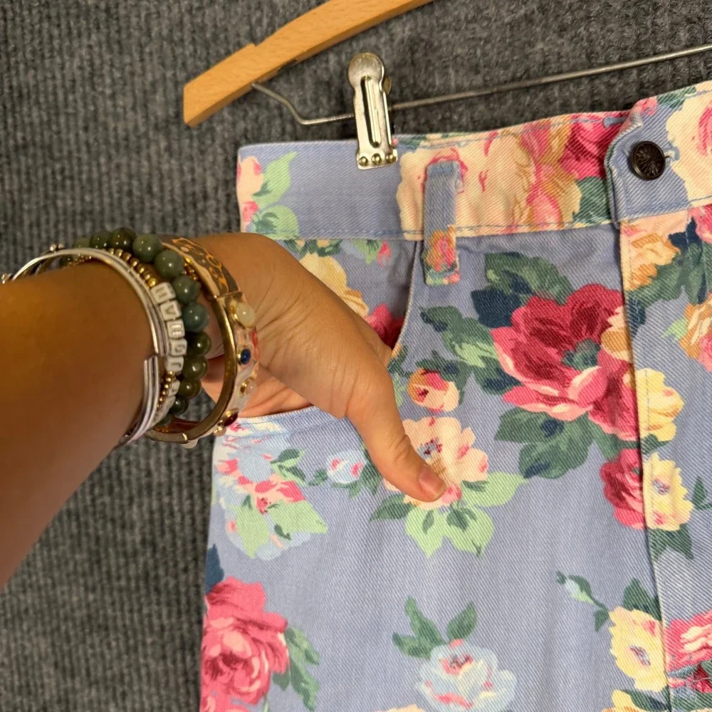 Vintage 90s Floral Mom Shorts 8 High Rise Cottagecore Jorts Pastel Grunge USA